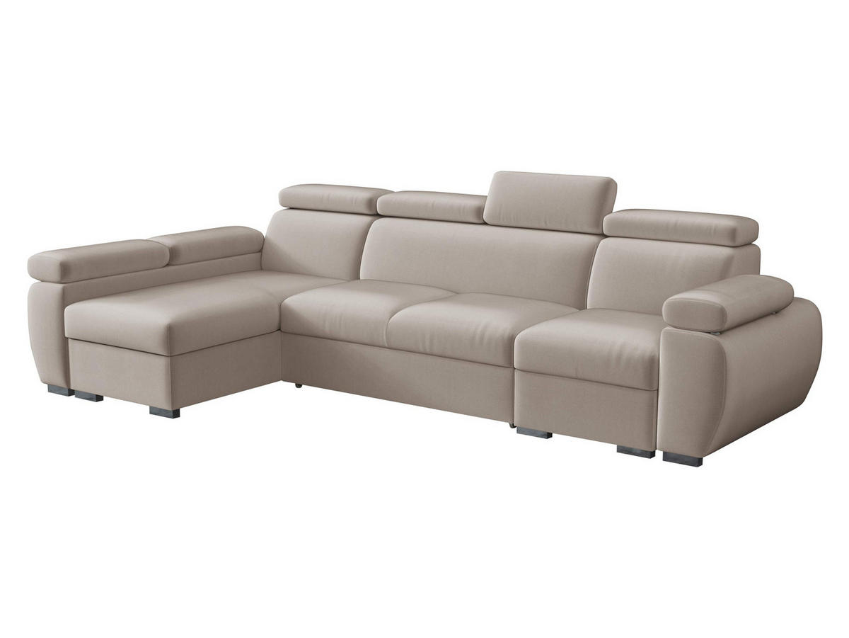 ECKSOFA Boston LCP, Seite: Links LCP+2R+1P(65) - Silberfarben/Naturfarben, Holz/Textil (320/170cm) - MIRJAN24