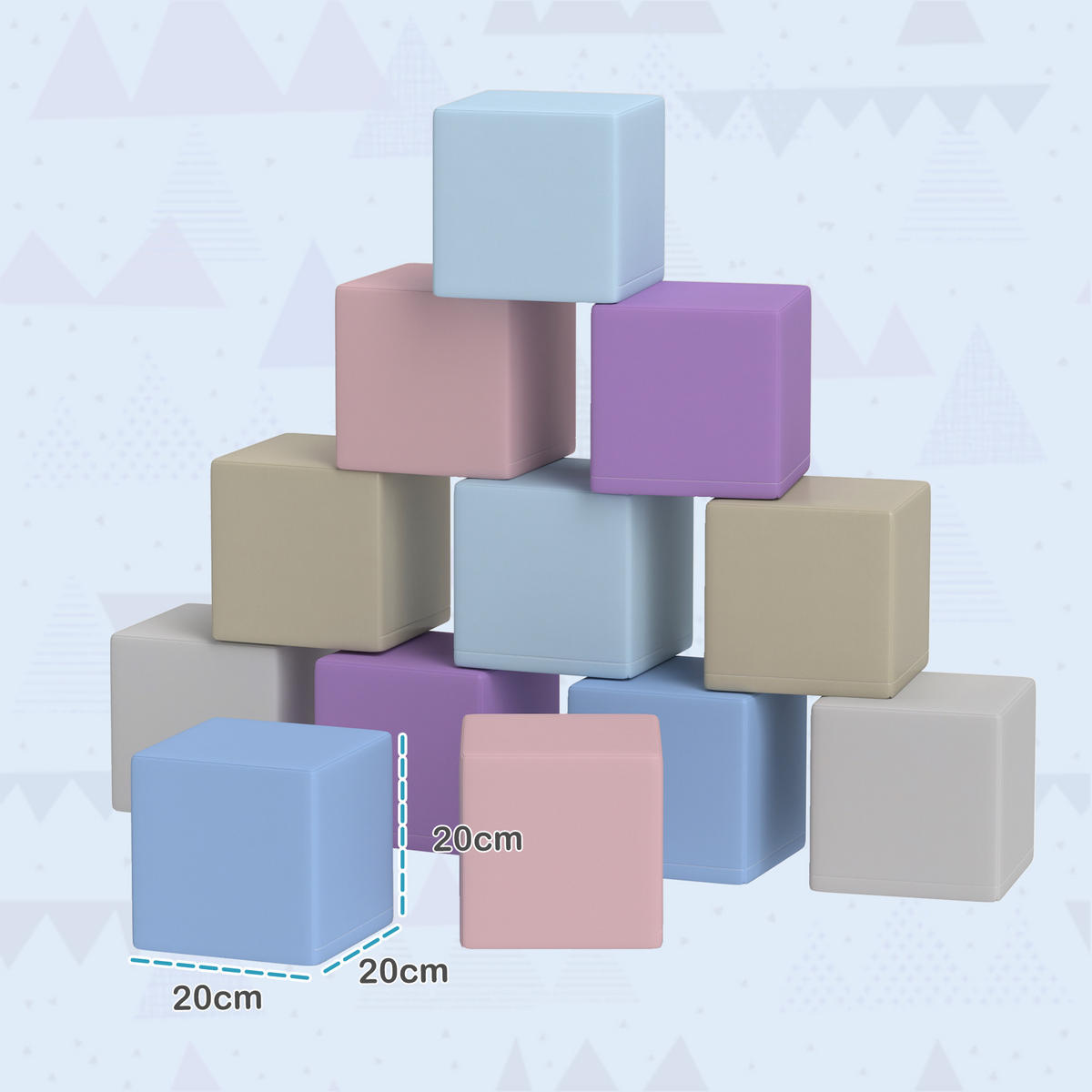 SOFTBAUSTEINE - Grau/Hellblau, Kunststoff (20/20/20cm) - HOMCOM