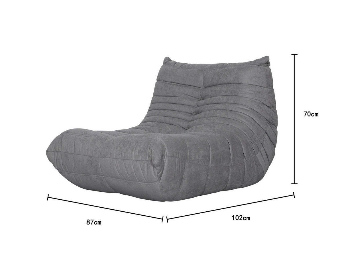 SESSEL NUA Grau 87x102x70 cm - Grau, Textil (87/70/102cm) - FURNLUX