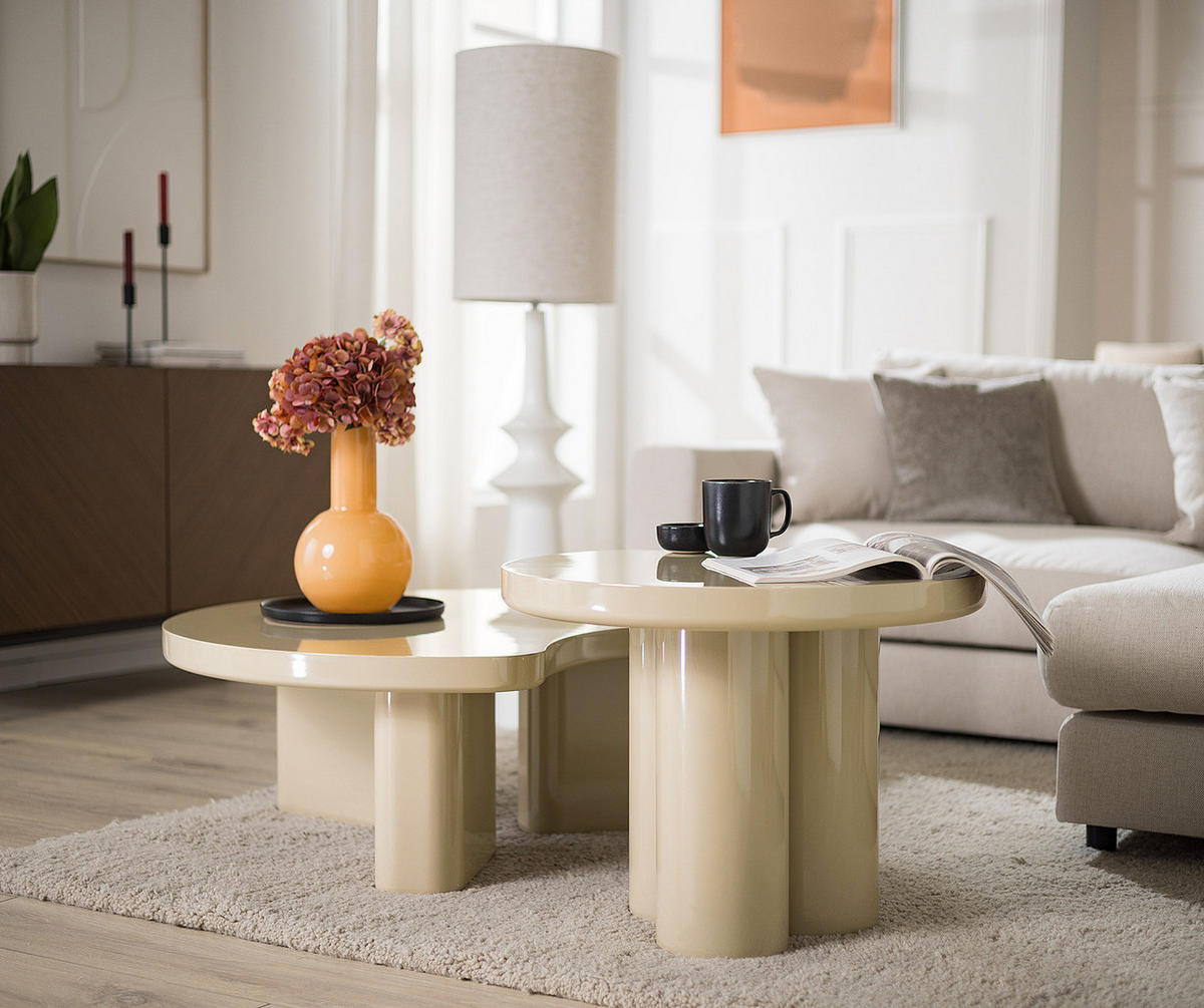 COUCHTISCH - Creme, Holzwerkstoff (90/90/34cm) - home24