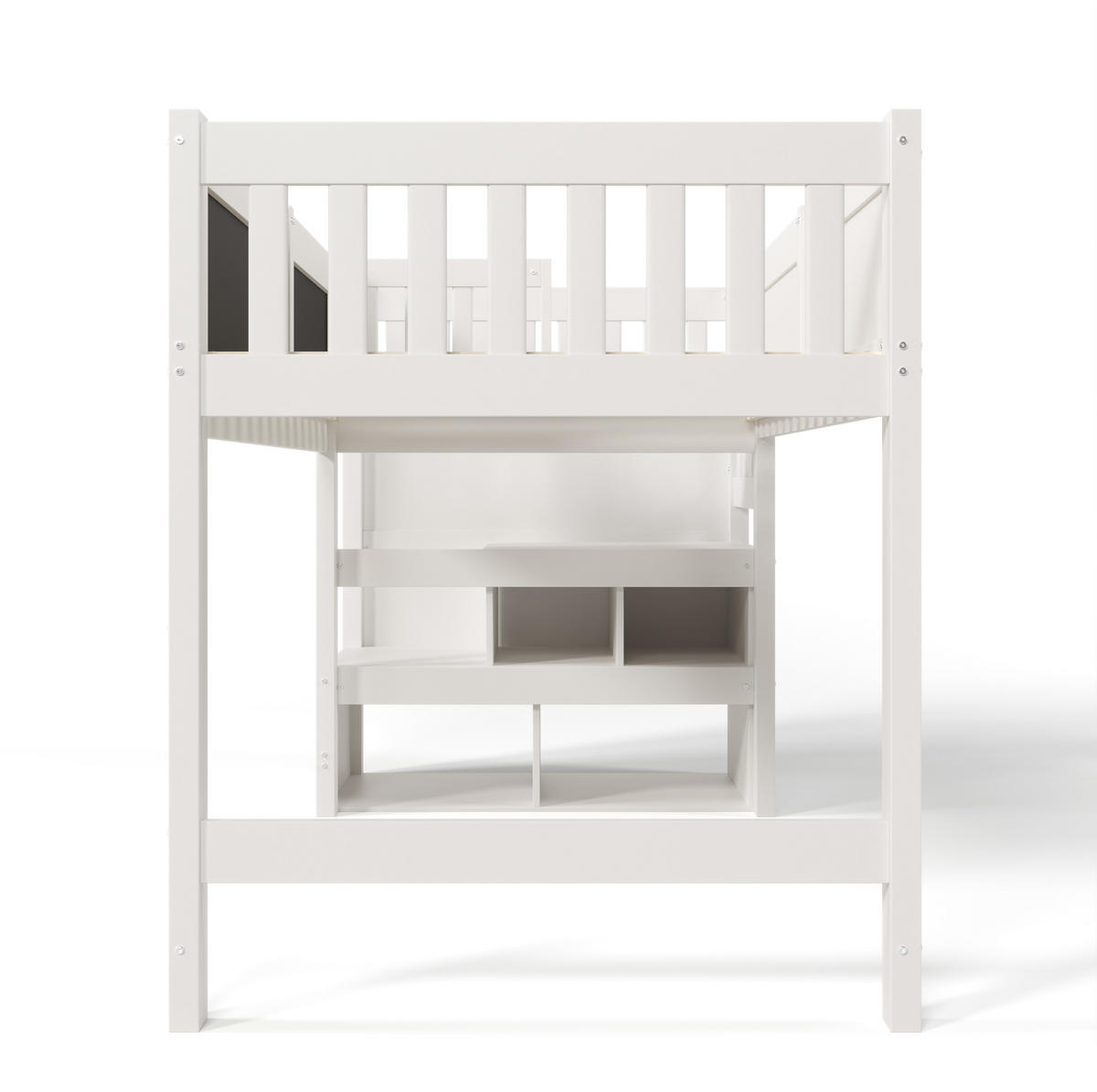 HOCHBETT 90/200 cm Weiß mit Tafel, Stauraum und variabel montierbarer Treppe - Weiß, Holzwerkstoff (90/200cm) - Flora Grace