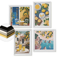 WANDBILDER 4er-Set - 50x50 cm & 40x60 cm Weißer Rahmen - Patio Sun Limonade - Weiß, Kunststoff (50/50cm) - ArtPrintCave
