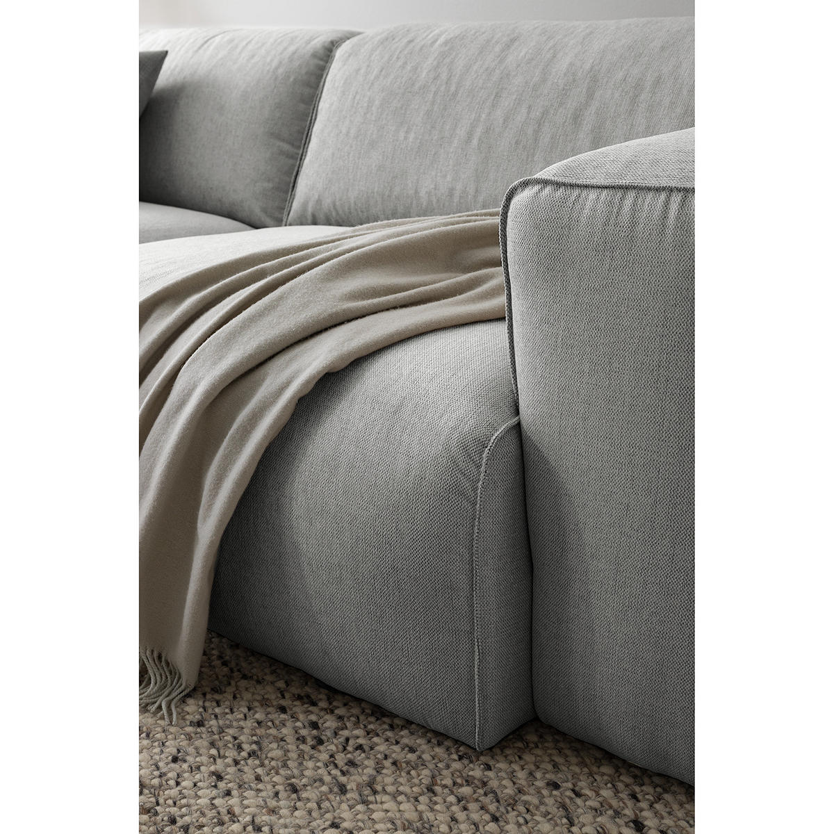 3-SITZER SOFA - Schwarz/Hellblau, Kunststoff/Textil (251/71/102cm) - home24