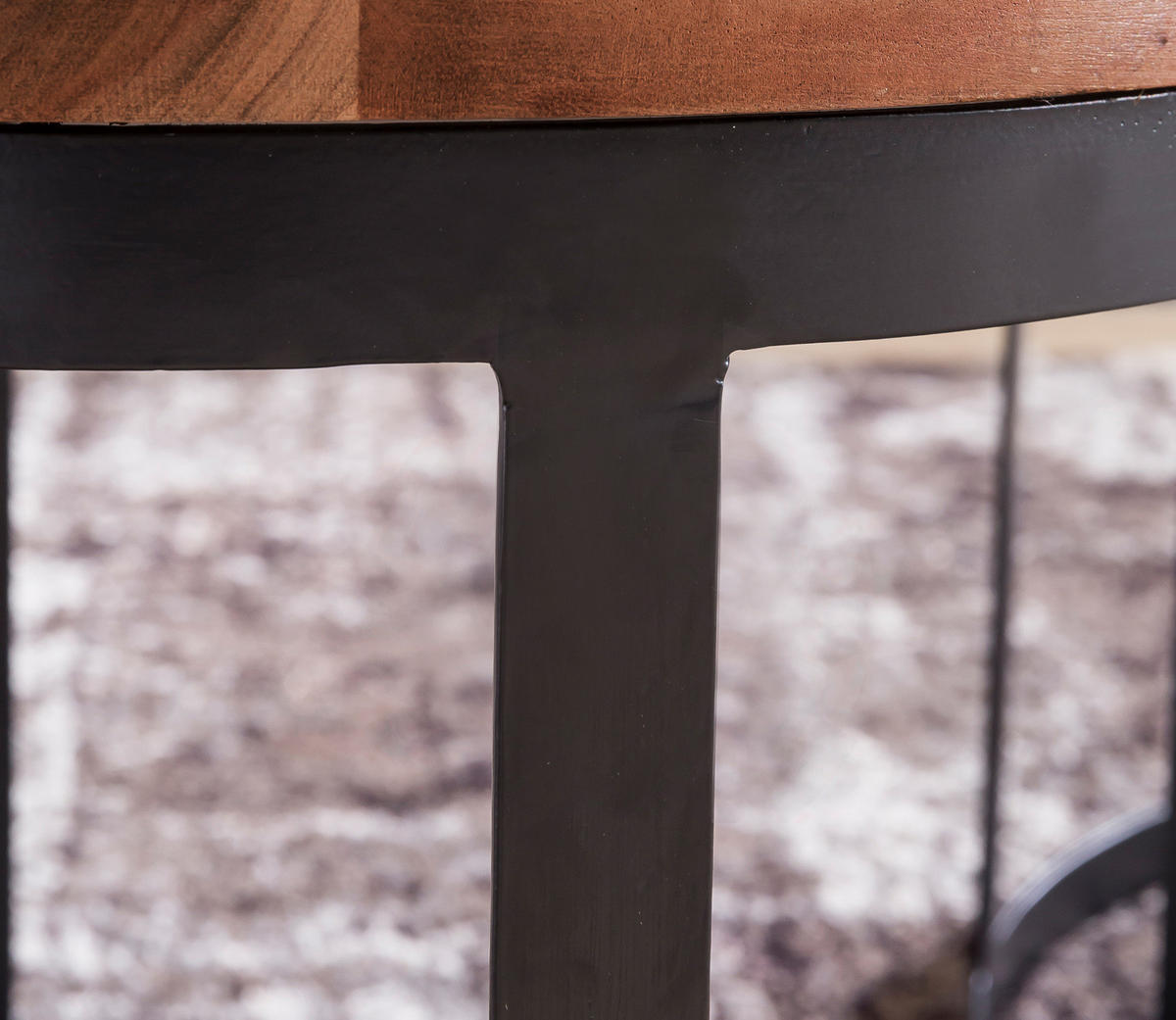 BEISTELLTISCH 2er Set Massivholz Metallgestell Rund Natur INDI, Braun 53x53x45 cm - Schwarz/Braun, Holz/Metall (53/53/45cm) - KADIMA DESIGN