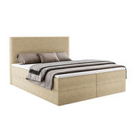 BOXBETT RAVENO mit Bettkasten 200x200 cm inkl. Bonell-Federkernmatratze H3 und Topper – Polsterbett Stoff ASTI Taupe - Taupe, Textil (200/200cm) - Luxkor24