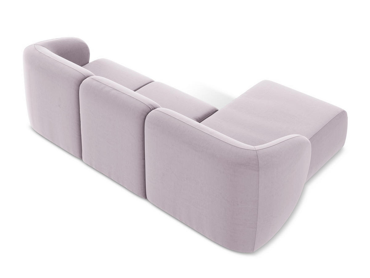 ECKSOFA Links Samt Stoff Violett - Flieder/Schwarz, Holzwerkstoff/Kunststoff (248/166cm) - Makamii
