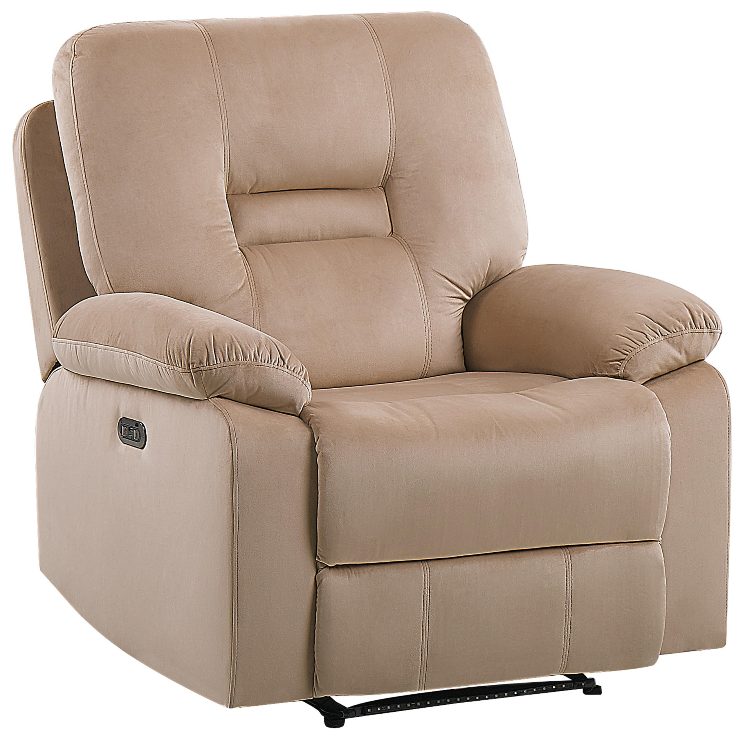 FERNSEHSESSEL Samtstoff beige LED-Beleuchtung USB-Port elektrisch verstellbar Bergen - Beige, Textil (85/101/74cm) - Beliani