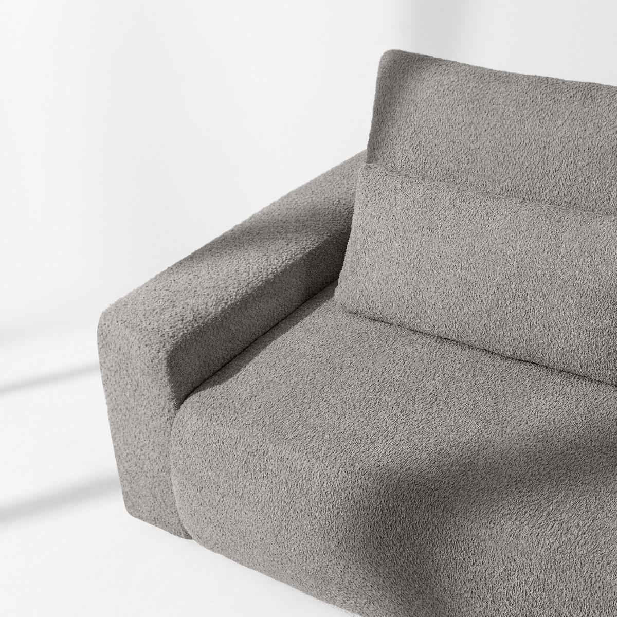 3-SITZER SCHLAFSOFA MOLLIS, Bouclé, Stahl - Edelstahlfarben, Holz/Holzwerkstoff (250/93/108cm) - KONSIMO®