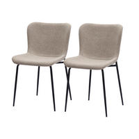 STUHL mit hoher Rundlehne Stoff Metall Khaki 2er-Set - Braun, Metall (48/80/55cm) - Meubliv