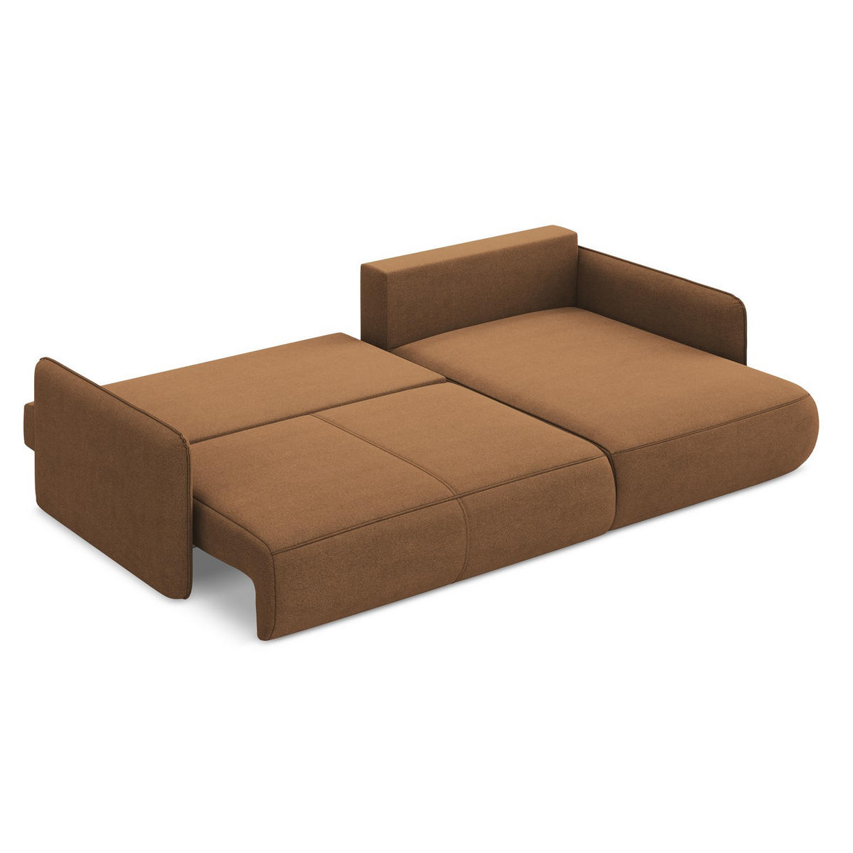 ECKSOFA mit Schlaffunktion Strukturstoff Stoff Orange - Terracotta/Schwarz, Kunststoff/Textil (240/148cm) - LaMiaSofa
