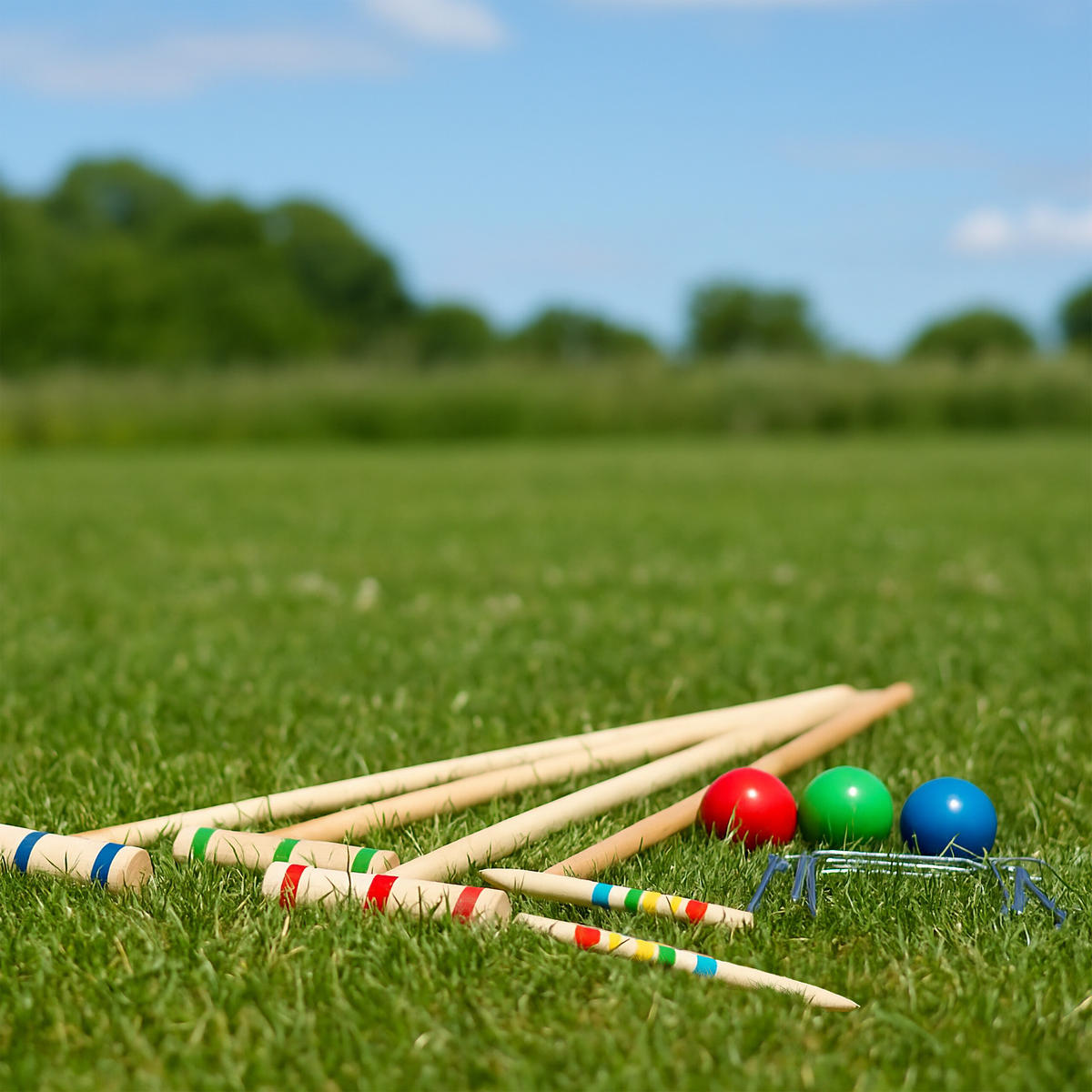 KROCKETSPIEL - Hellbraun, Holz/Textil (78/13cm) - Relaxdays