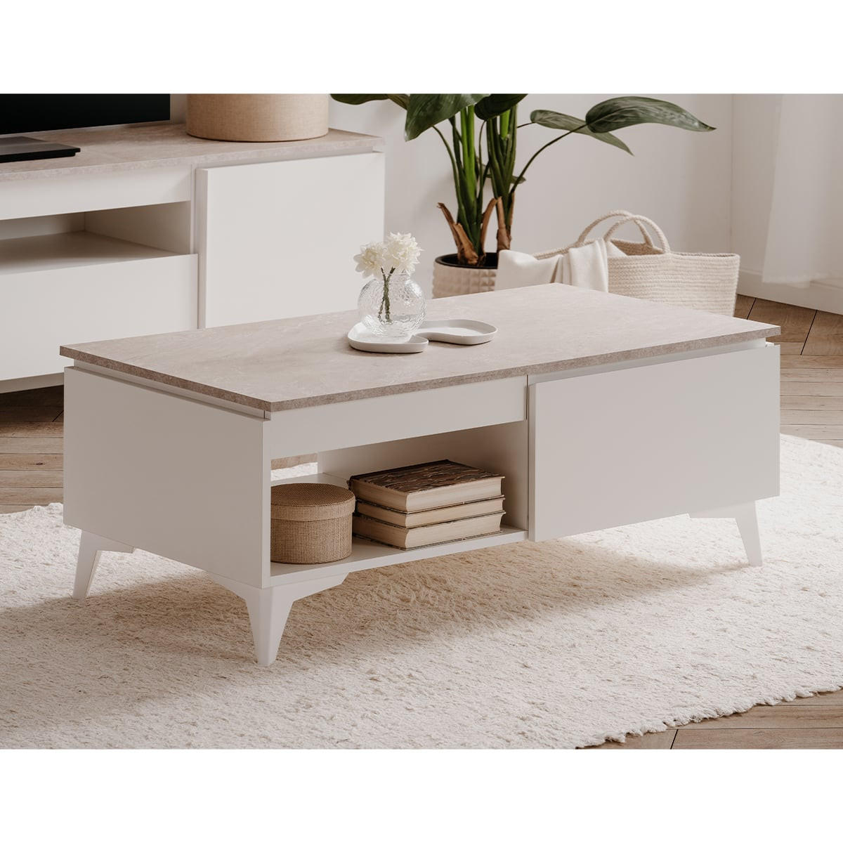 COUCHTISCH Bertrix 55/100/40 cm - Weiß, Holzwerkstoff (55/100/40cm) - Finori GmbH