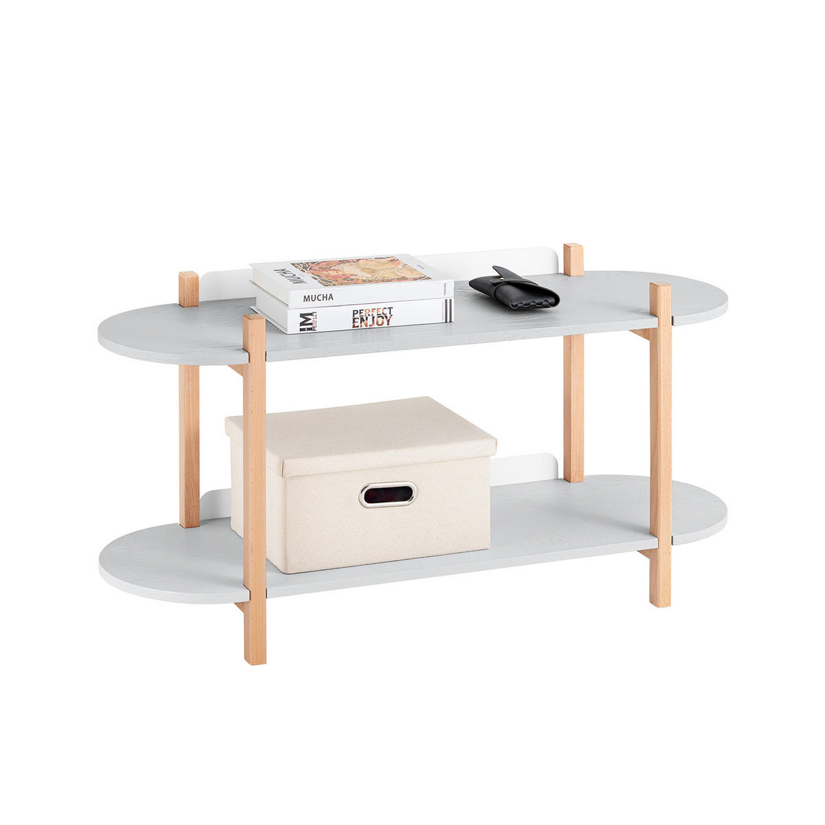 BÜCHERREGAL Grau-Natur - Naturfarben/Grau, Holz/Holzwerkstoff (100/52/33cm) - SoBuy