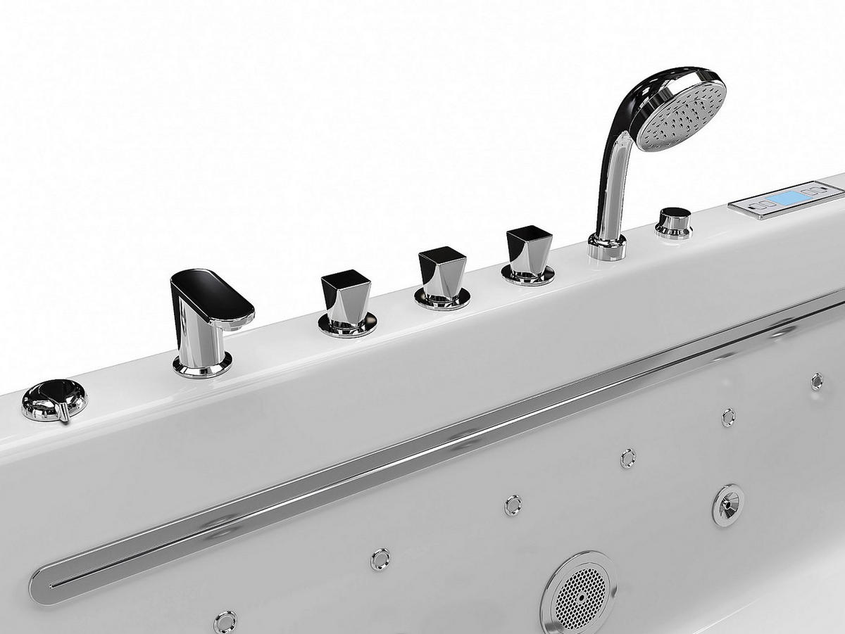 WHIRLPOOLBADEWANNE - 1 Person - acryl - weiß Kirana - Weiß, Kunststoff (170/58/74cm) - Vente-Unique