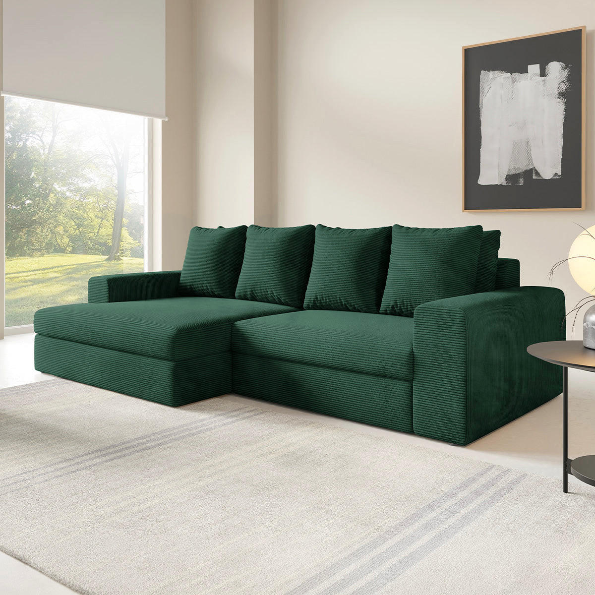 ECKSOFA Paola 3 Sitzplätze Tannengrün - Grün, Holz (272/167cm) - Petits-meubles