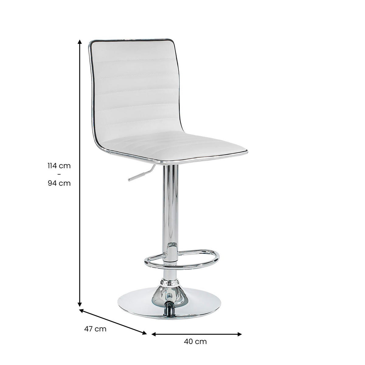 BARHOCKER ROCA 2ER-SET - Weiß, Textil/Metall (40/114/47cm) - IDIMEX