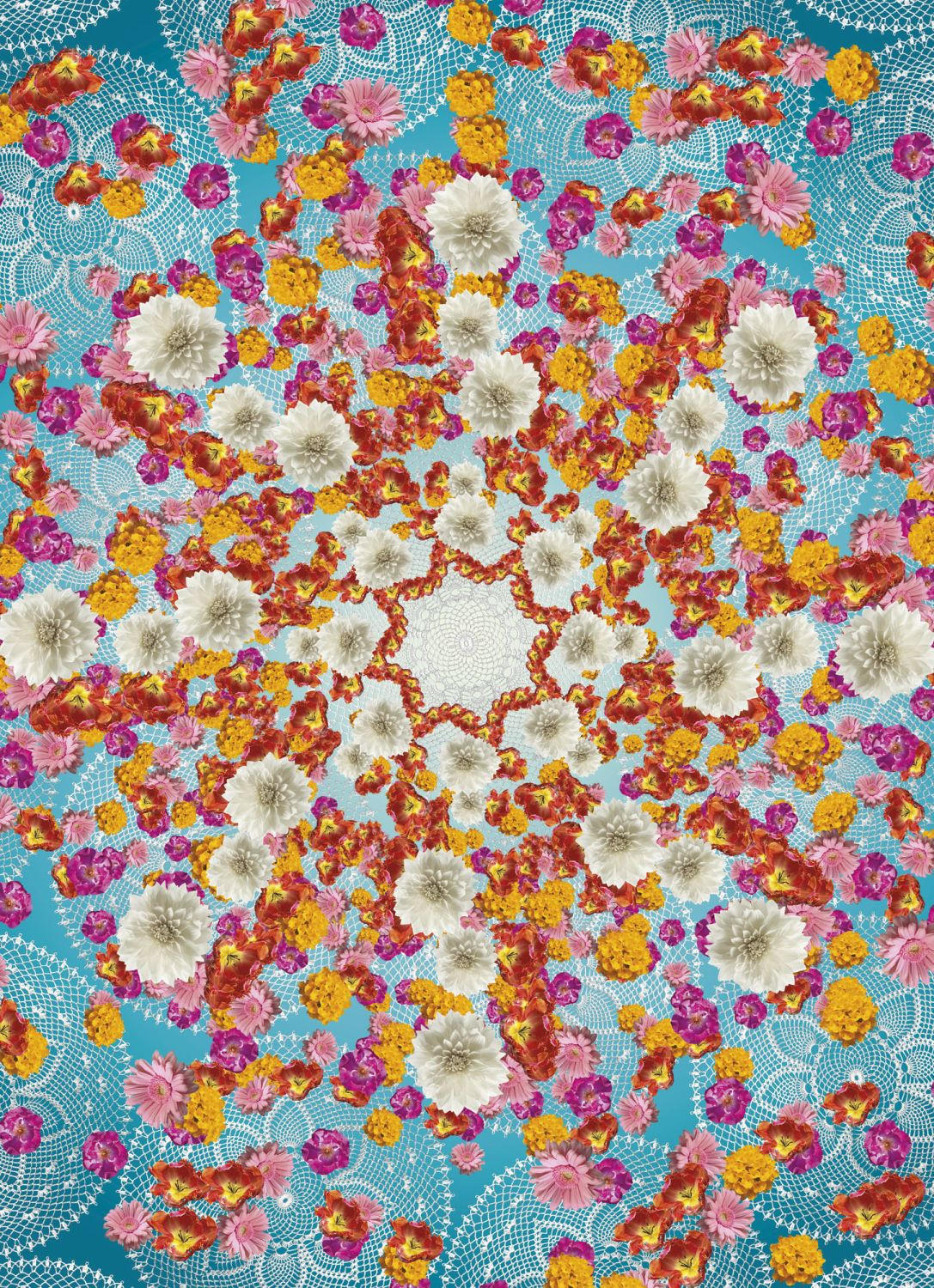 FOTOTAPETE Kaleidoskopblumen 184 x 254 cm - Multicolor, Papier (184/254cm) - Sanders & Sanders