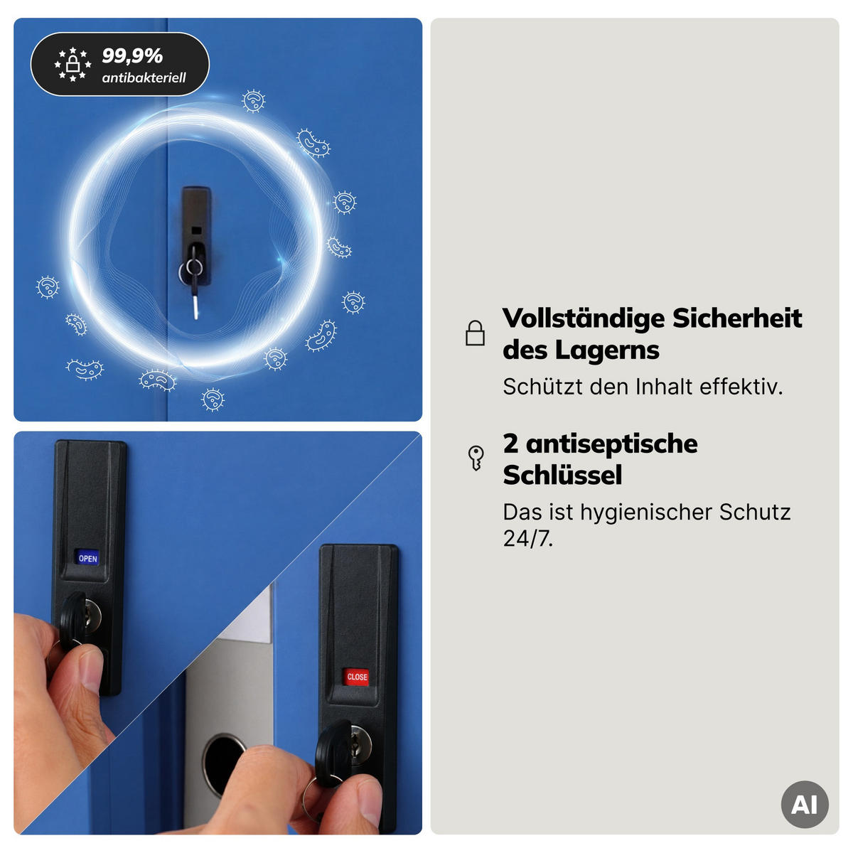 SCHIEBETÜRENSCHRANK KUBA 185x90x40 cm - Blau/Anthrazit, Metall (90/185/40cm) - Jan Nowak