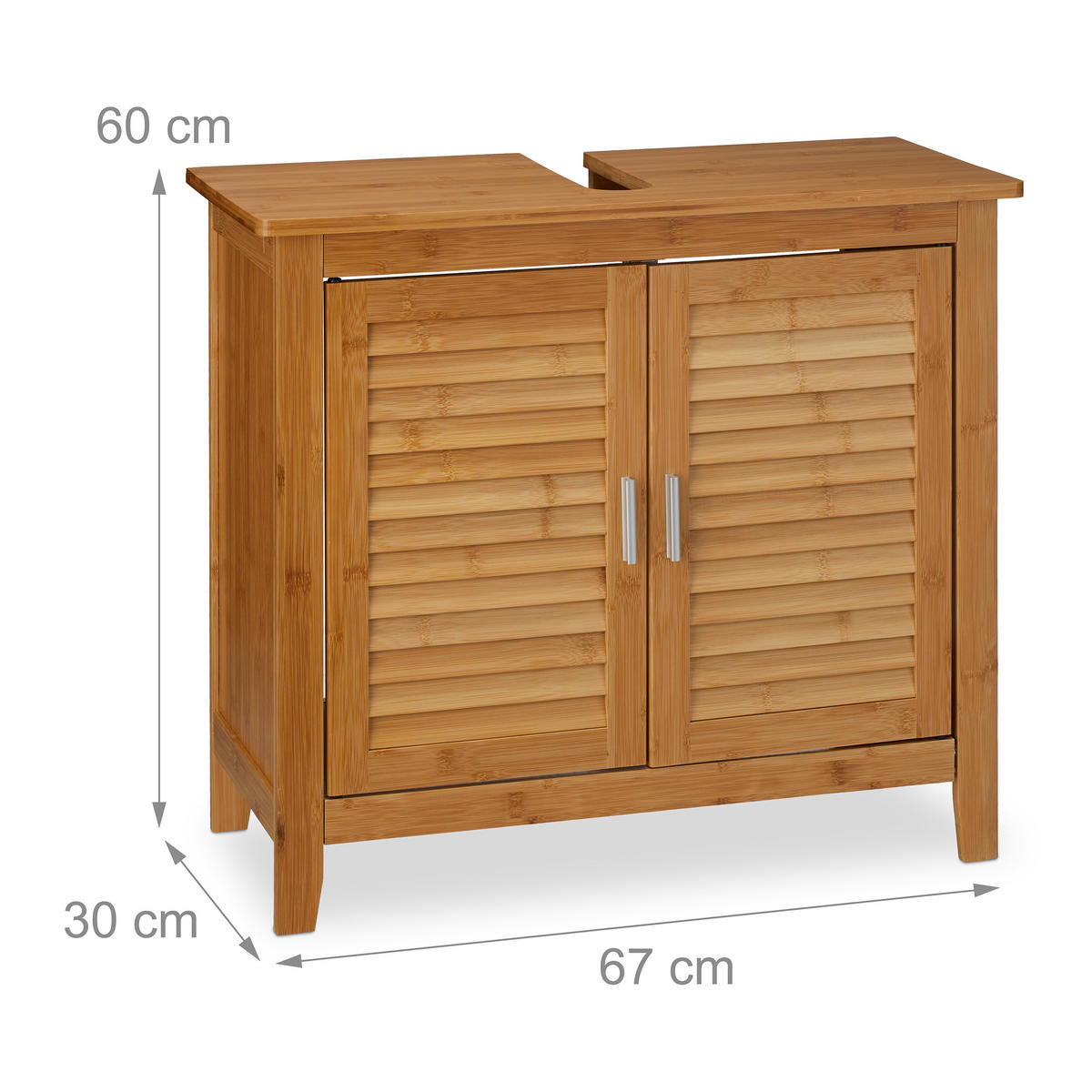 WASCHBECKENUNTERSCHRANK - Hellbraun, Holz (67/60/30cm) - Relaxdays