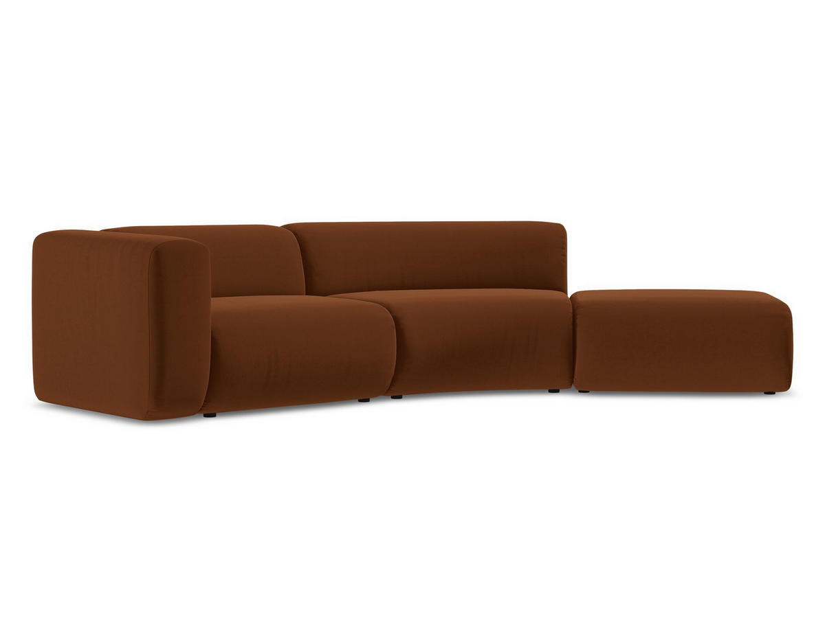 4-SITZER-SOFA Samt Stoff Orange - Terracotta/Schwarz, Kunststoff/Textil (335/70/166cm) - Makamii