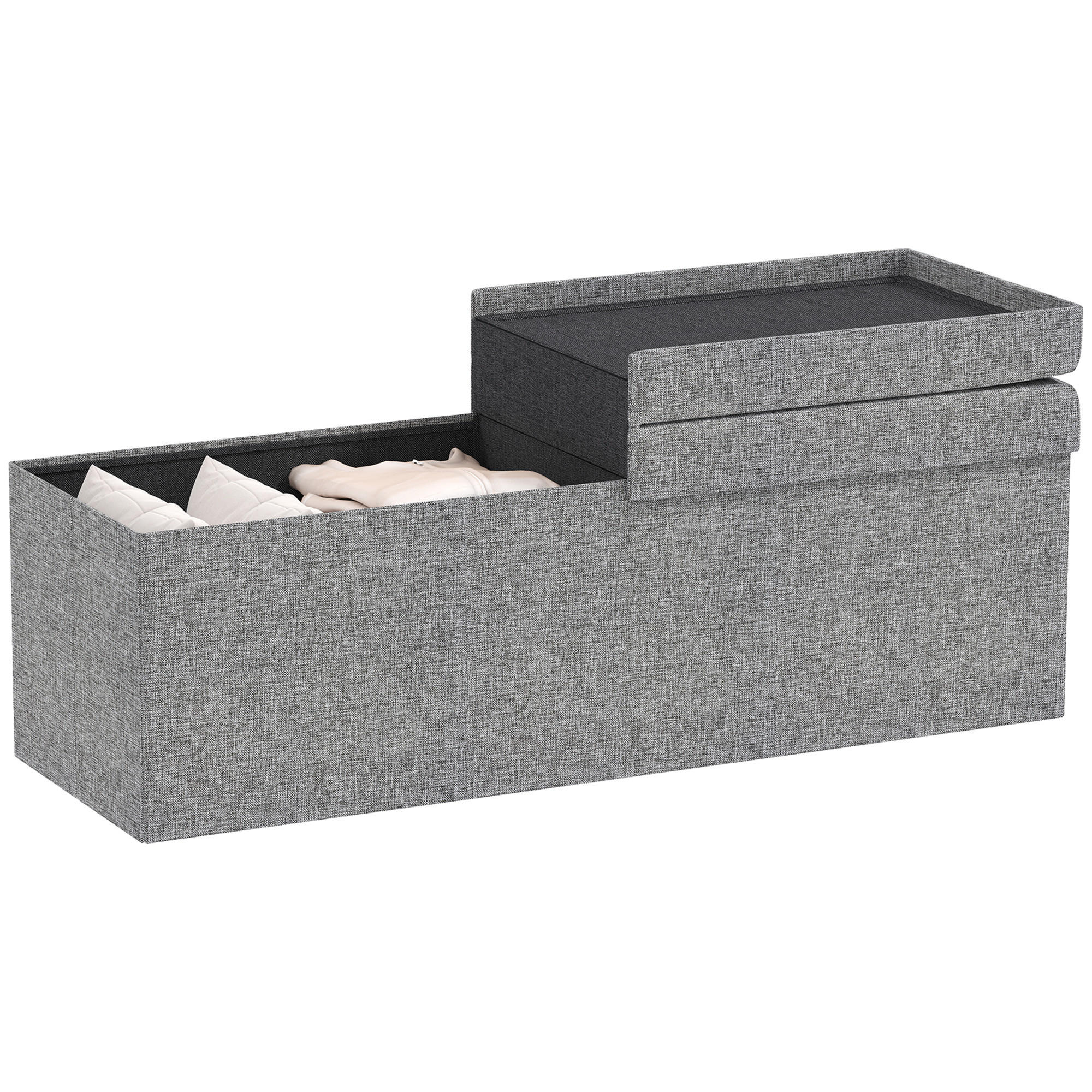 SITZBANK mit Stauraum, 110 x 38 x 38 cm Dunkelgrau - Dunkelgrau, Kunststoff (110/38/38cm) - HOMCOM
