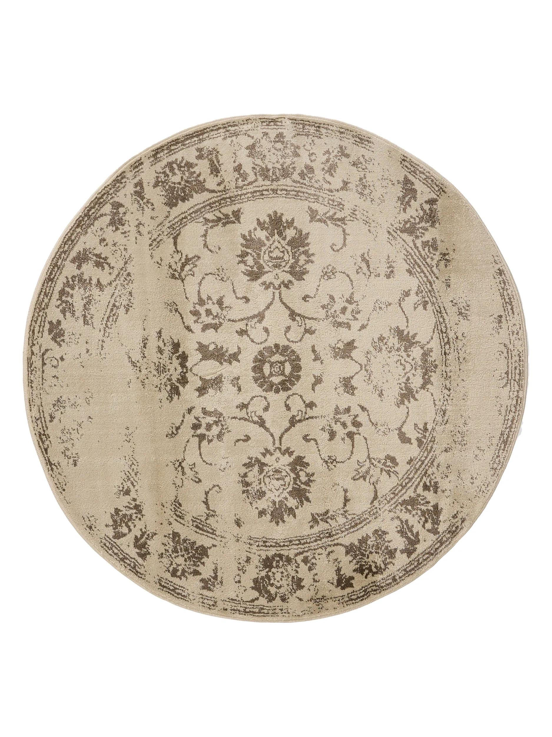 VINTAGE-TEPPICH Suki ø 160 cm rund - Creme/Braun, Kunststoff (160/160cm) - benuta