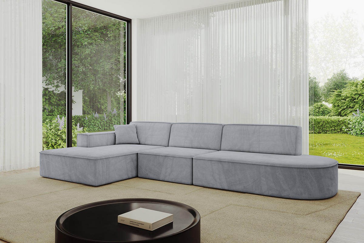 ECKSOFA Ottomane Links IREA-L2-v4 - 327x165x77 cm Grau - Titanfarben, Holzwerkstoff/Textil (327/165cm) - ALTDECOR