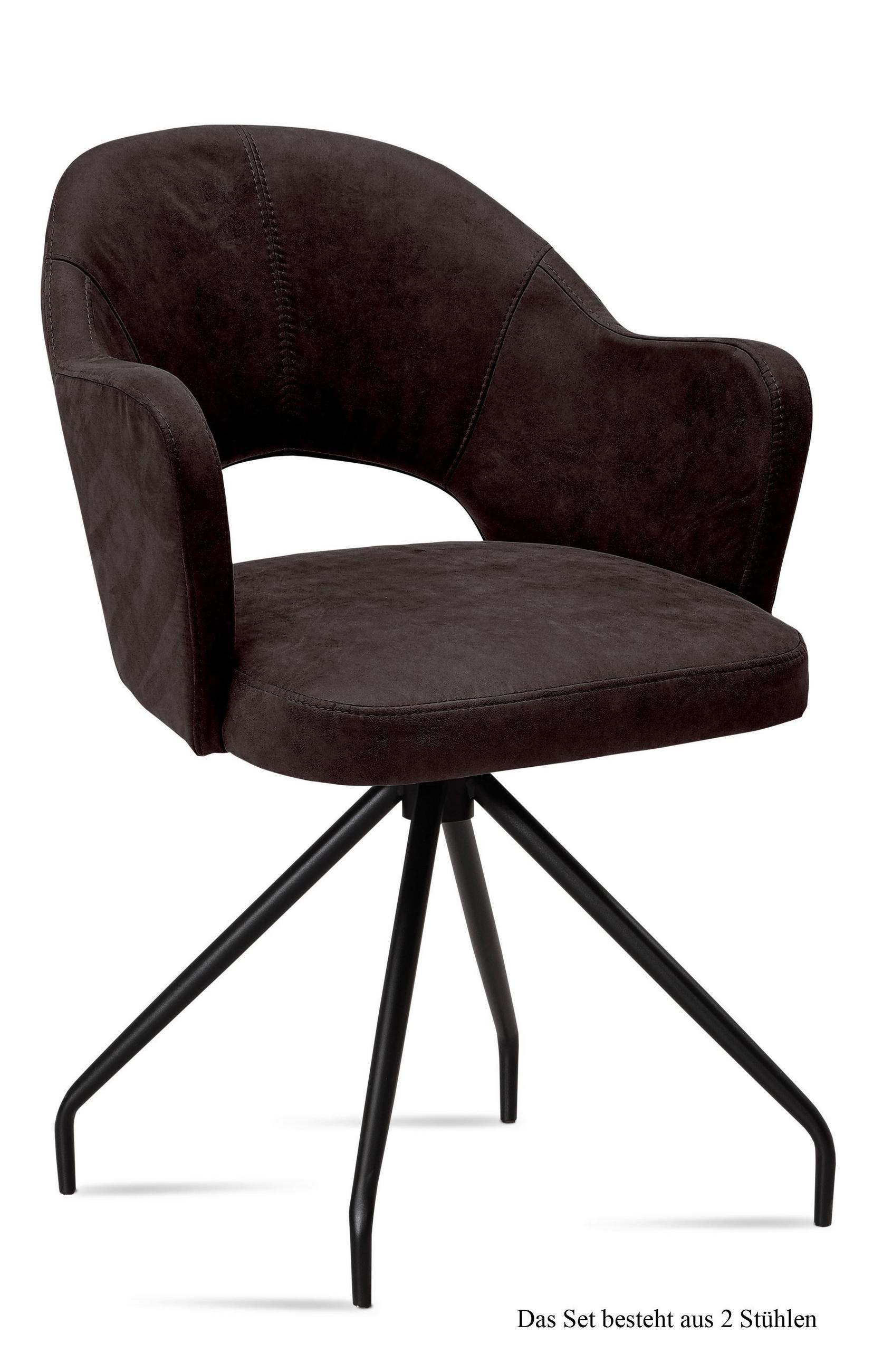 ARMLEHNSTUHL (2er-Set) Dikana 59x87x61 Schwarz/Espresso - Dunkelbraun/Schwarz, Kunststoff (61/87/59cm) - 58aufmkessel