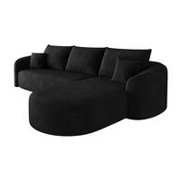 ECKSOFA 266/168/85 cm schwarz aus Stoff ohne Montage - Schwarz, Textil (168/266cm) - OKWISH