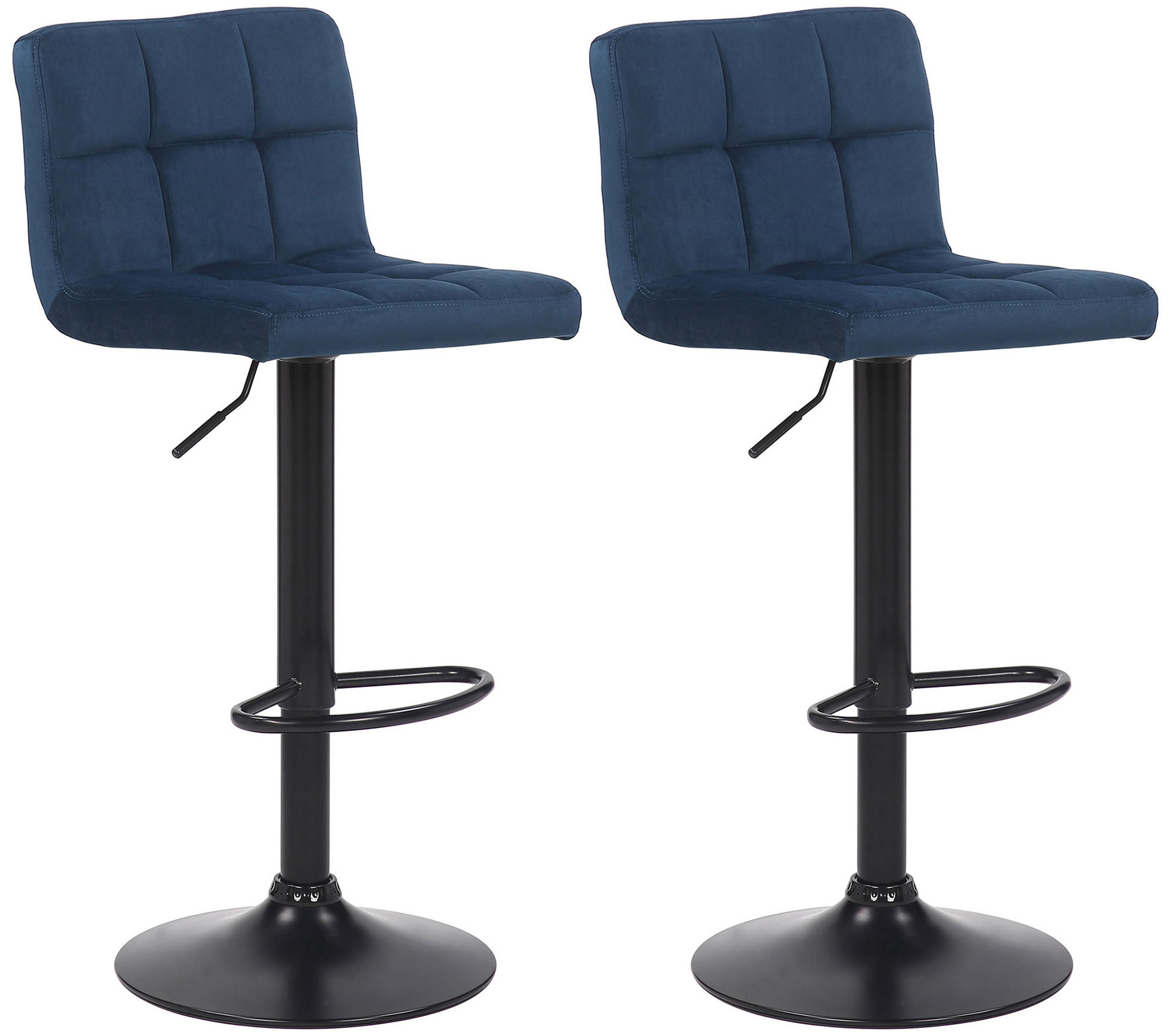 BARHOCKER 2er Set Fenai Samt blau - Blau/Schwarz, Textil/Metall (40/106/40cm) - TPFLiving