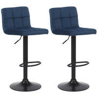 BARHOCKER 2er Set Fenai Samt blau - Blau/Schwarz, Textil/Metall (40/106/40cm) - TPFLiving