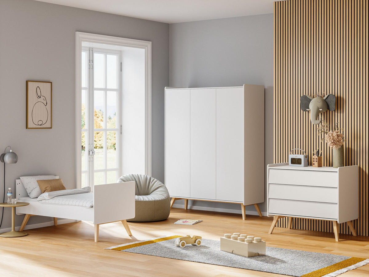 BABYZIMMER Vienna Set B - 4-teilig - Weiß - Weiß, Holzwerkstoff (149/200/58cm) - QMM TraumMöbel
