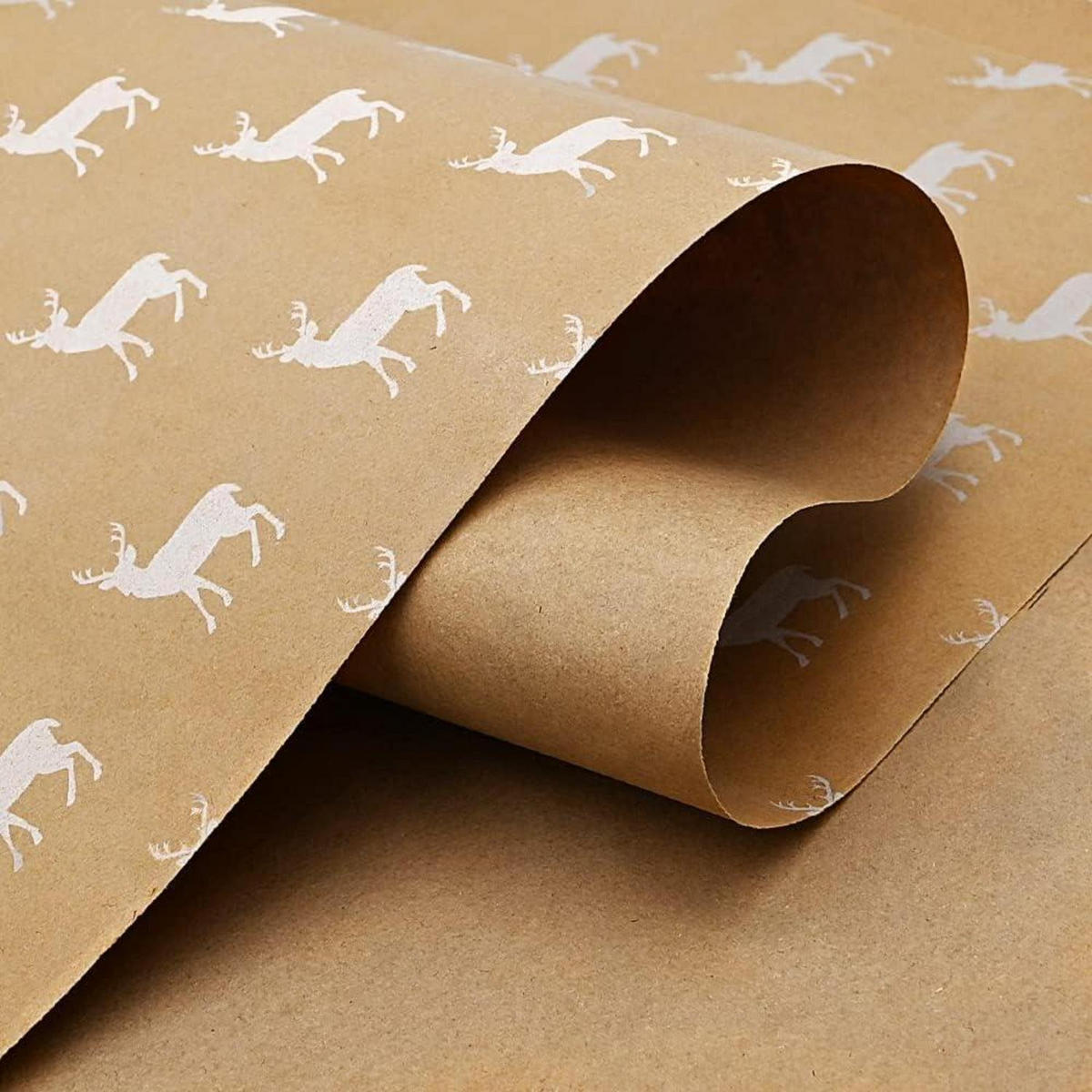 GESCHENKPAPIER 43 cm x 15 m Kraftpapier Elch Motiv - Braun, Papier (43/1/1500cm)