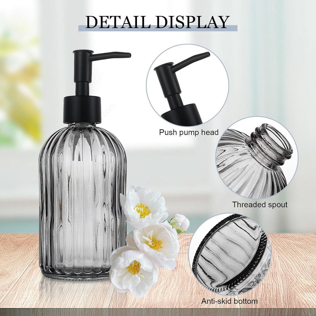 SEIFENSPENDER 2er Set Glas Grau 400ml - Grau, Glas (7.6/19/7.6cm)