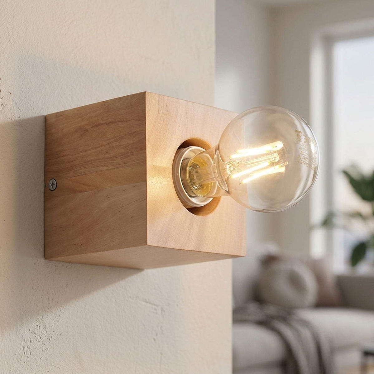 WANDLEUCHTE ARIZ Holzoptik Braun - Braun, Holz (10/10/10cm) - Sollux Lighting