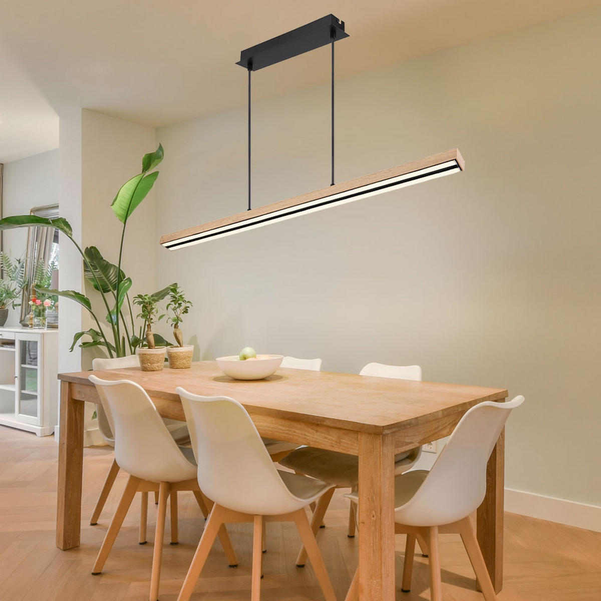 LED HÄNGELEUCHTE Doro Holzoptik Braun - Braun, Metall (101/7.5/120cm) - Globo Lighting