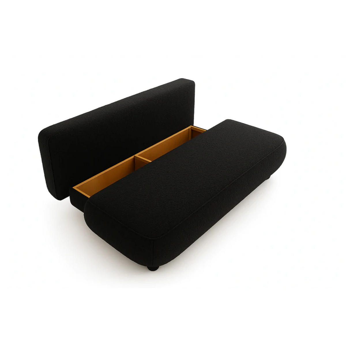 SCHLAFSOFA MAJA, Sofa mit Schlaffunktion und Bettkasten, Farbe: Schwarz, Bouclé-Stoff - Schwarz, Textil (209/96/96cm) - Sepro Meble