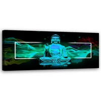 WANDBILD türkisfarbene buddha abstraktion - Blau, Textil (90/30cm) - Feeby