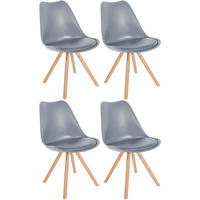 STUHL 4er Set Kunststoff grau - Eukalyptusholzfarben/Grau, Holz/Kunststoff (48/81/54cm) - CLP