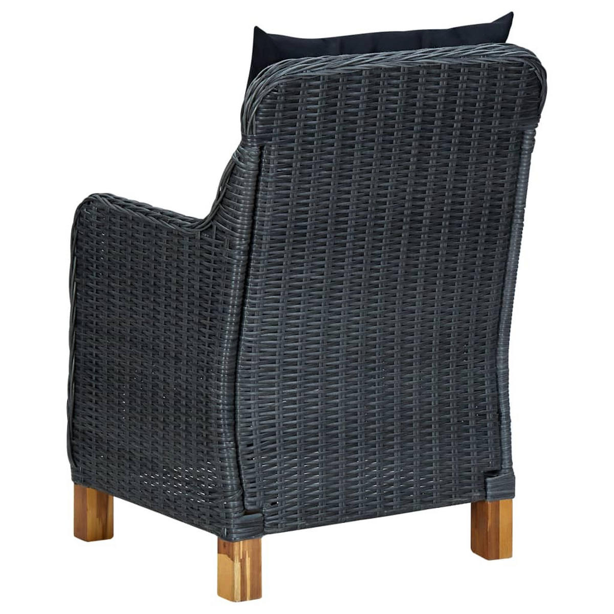 GARTENSTÜHLE Mit Kissen 2er set Poly Rattan Dunkelgrau - Dunkelgrau/Schwarz, Kunststoff/Textil (62/92/65cm) - vidaXL
