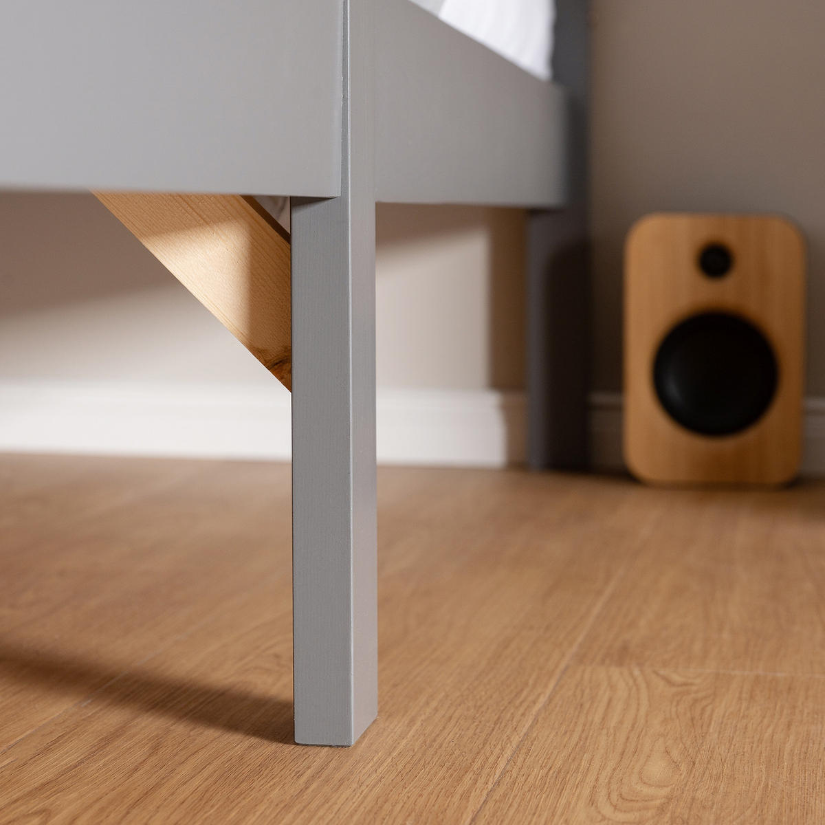 HOLZBETT Grau 90/200 cm mit Lattenrost - Grau, Holz (90/200cm) - Homestyle4u