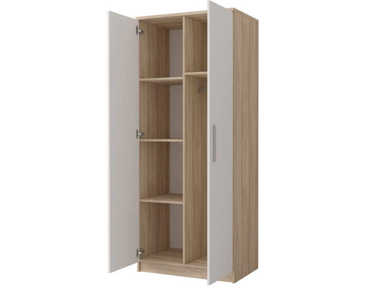 KINDERKLEIDERSCHRANK OLMO 06 80/50/192 Weiß/Sonoma Eiche - Weiß/Sonoma Eiche, Holzwerkstoff (80/192/50cm) - Deine Möbel 24