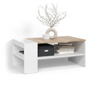 COUCHTISCH Piave Weiß/Sonoma mit Regalen - Weiß/Sonoma Eiche, Holzwerkstoff (55/100/42cm) - Livinity®
