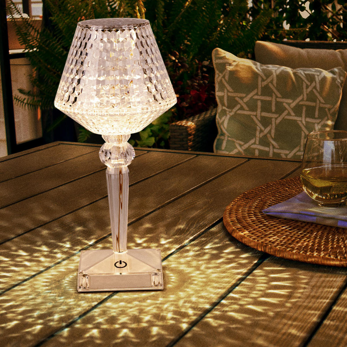 LED TISCHLEUCHTE Kunststoff Kristalloptik Klar - Klar, Kunststoff (12/12/26cm) - Globo Lighting