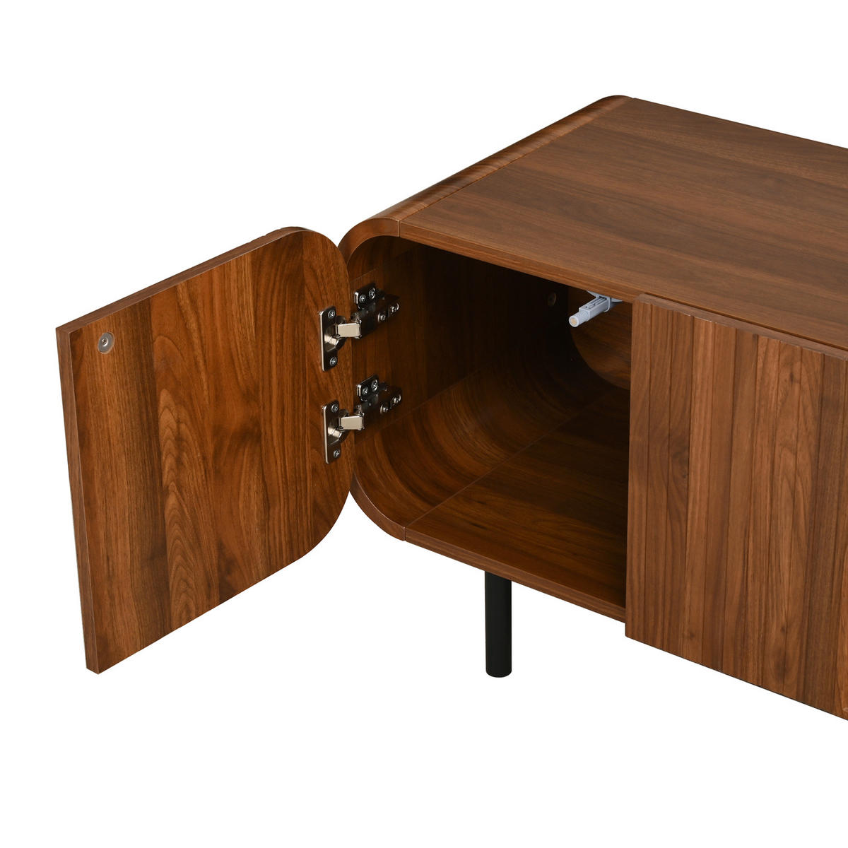 TV-LOWBOARD 180 x 40 x 47,5 cm aus MDF/Spanplatte, 3 Türen, 2 Schubladen, Metallfüße, Walnuss - Walnussfarben, Holzwerkstoff (180/47/40cm)