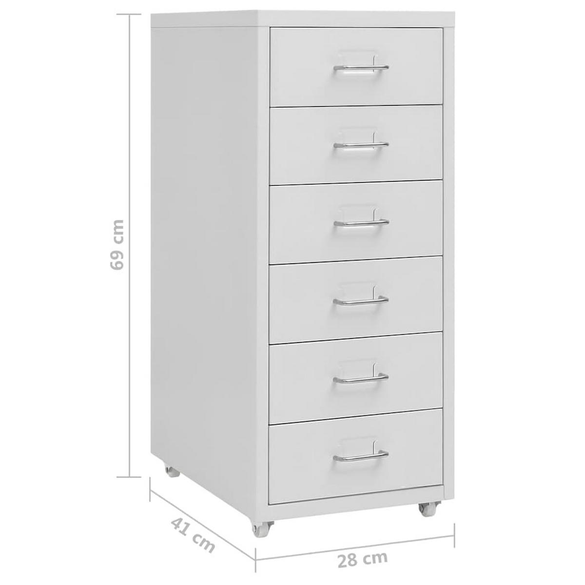 AKTENSCHRANK Mit Rollen Grau 28/41/69 Cm Metall - Grau, Metall (41/69/28cm) - vidaXL