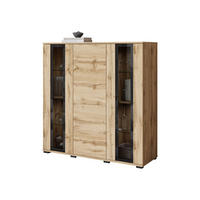 KOMMODE Caro HB 120 - Eiche Wotan/Schwarz, Holzwerkstoff/Kunststoff (120/122/40cm) - MIRJAN24