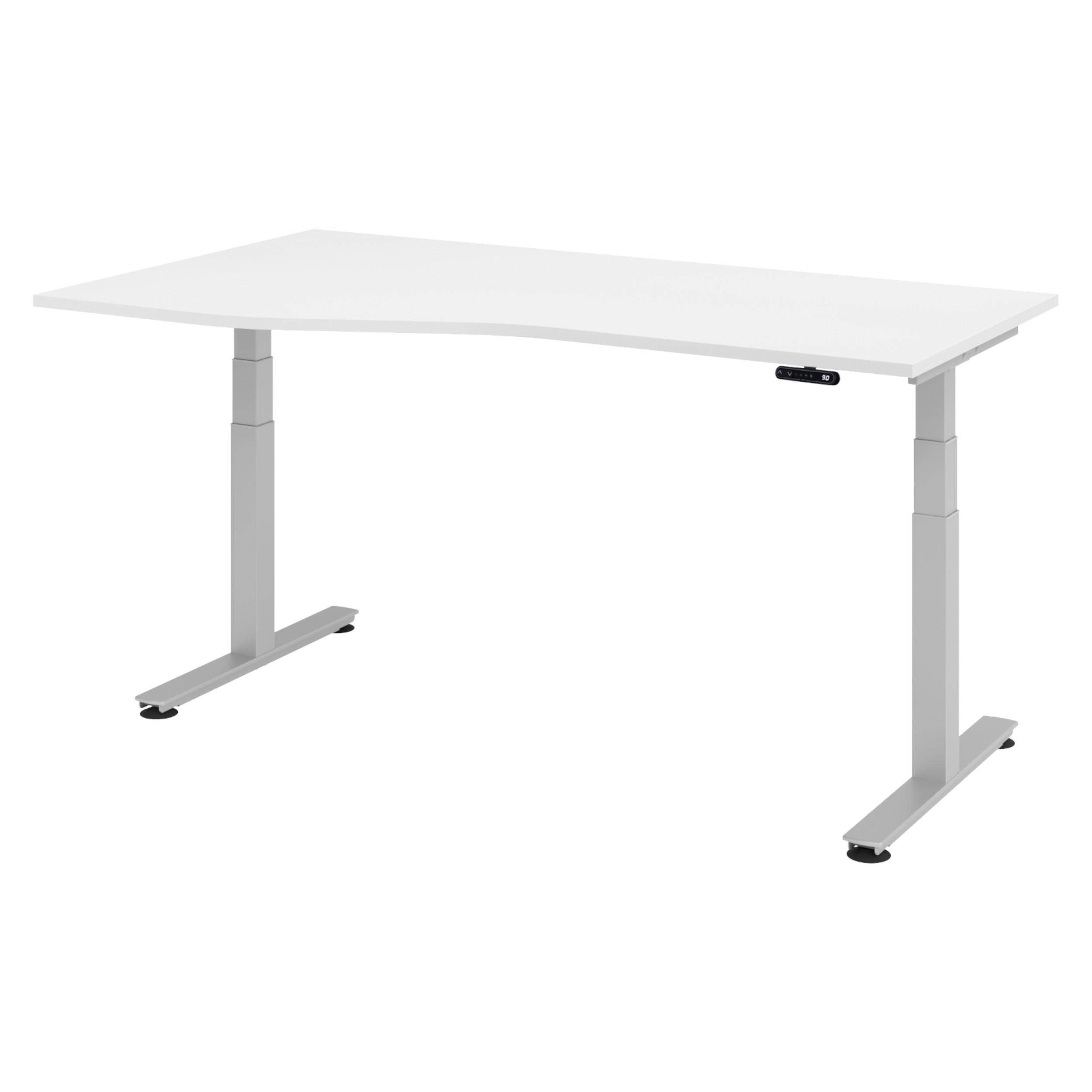 SCHREIBTISCH elektrisch XDSM 100/180/72 cm in Weiß/Silberfarben - Silberfarben/Weiß, Holzwerkstoff (100/180/72cm) - bümö