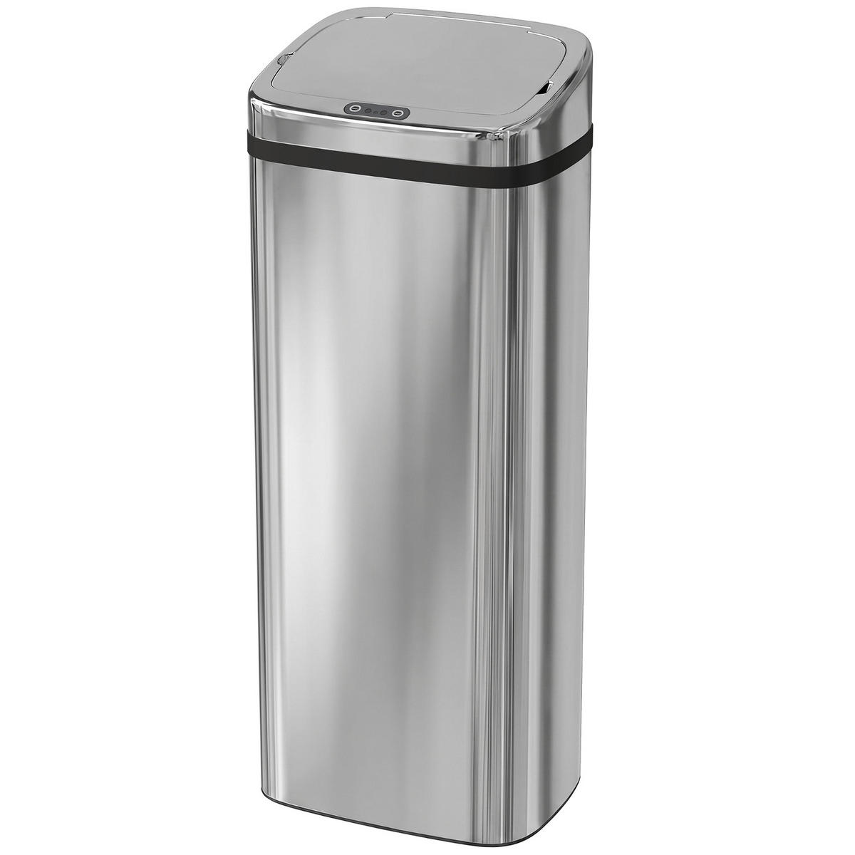 MÜLLEIMER 50L 33/25/84 cm Edelstahl Silber Automatik Küche - Silberfarben, Metall (25/84/33cm) - Rolipo