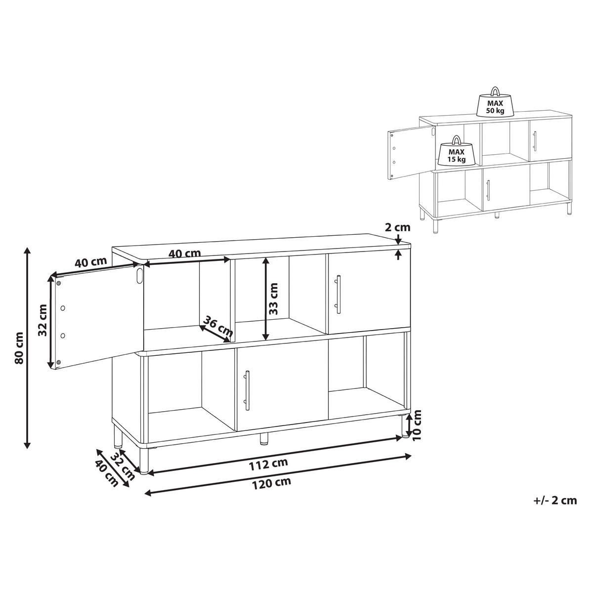 SIDEBOARD se 3 dveřmi Kov Béžový Ombura - béžová, kov (120/80/40cm) - Beliani